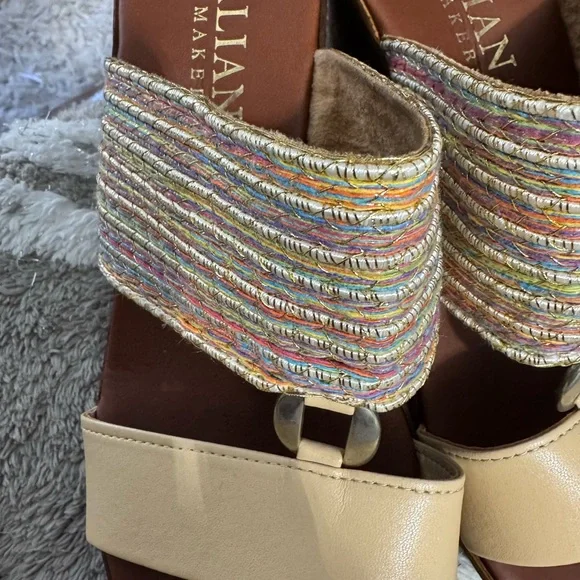 Italian Shoemakers Women's Sandals with Cream and Multicolor Straps - Picture 2 of 6